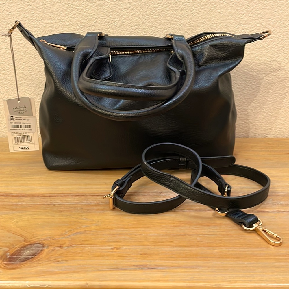 A New Day Black Purse with Detachable Long Strap